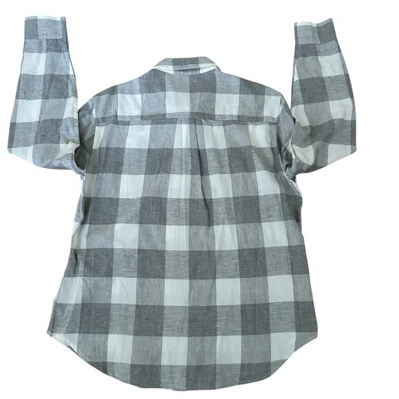 GAP Women’s Gray & White Long Sleeves Button Front Flannel Shirt Size L - Picture 3 of 6